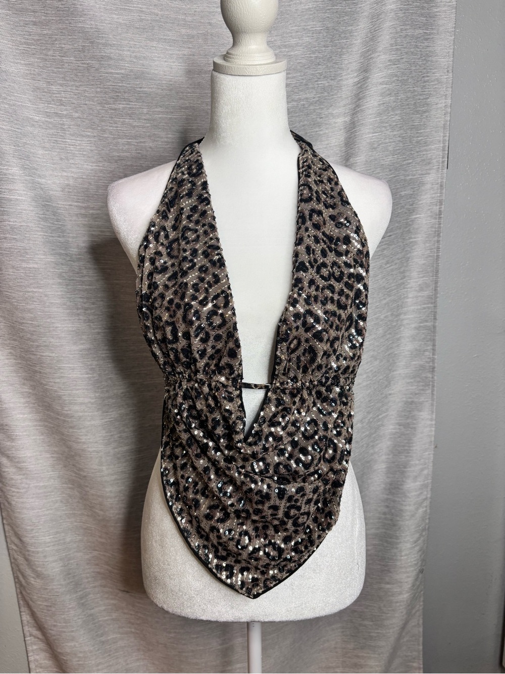 SHEIN Black & Brown Leopard Halter Top